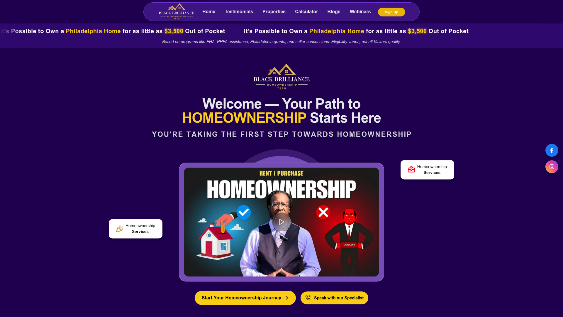 Black Brilliance — live website screenshot